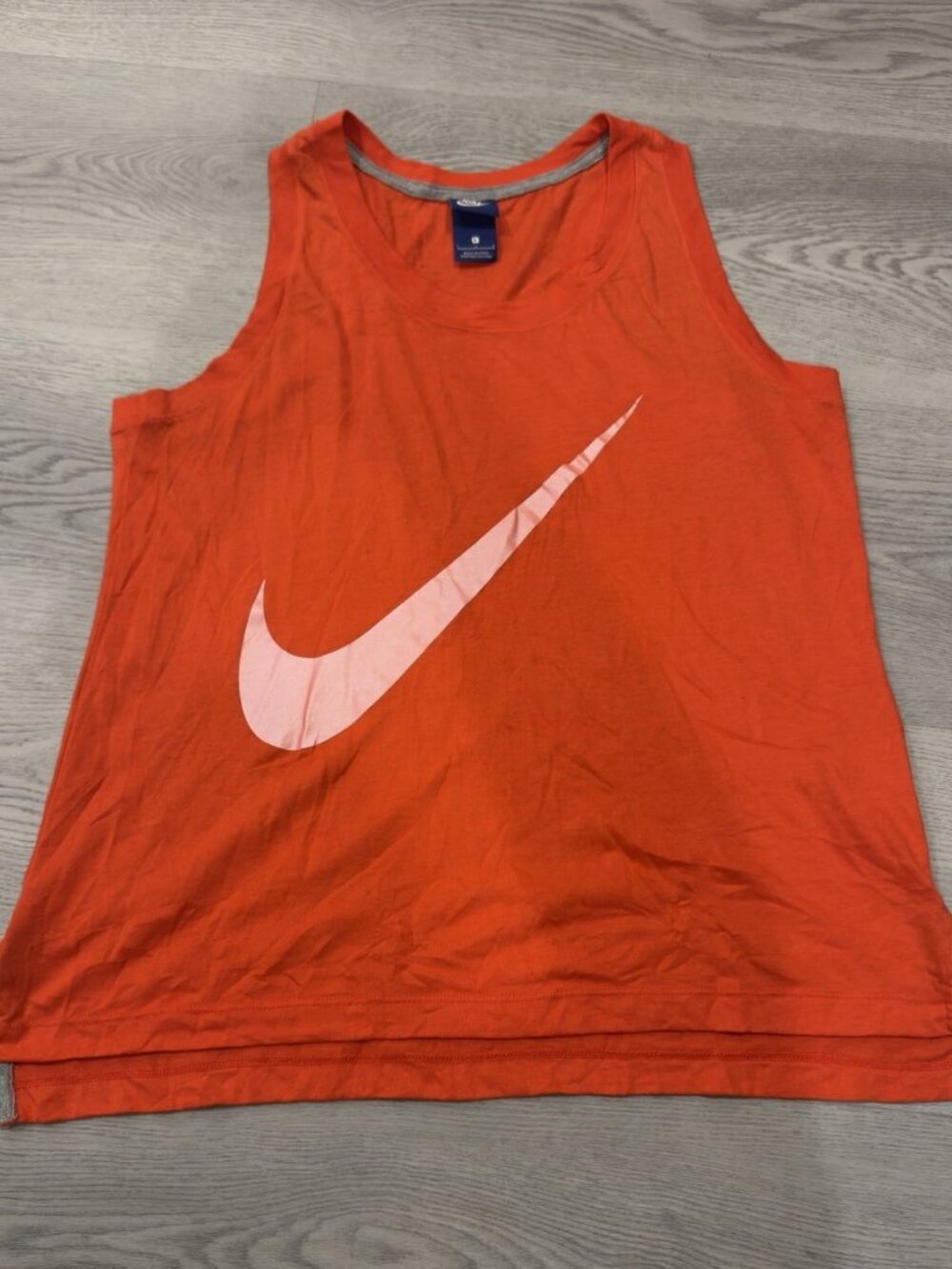 Nike Orange Sleeveless Tank Top Large Pink Swoosh Athletic Workout Women